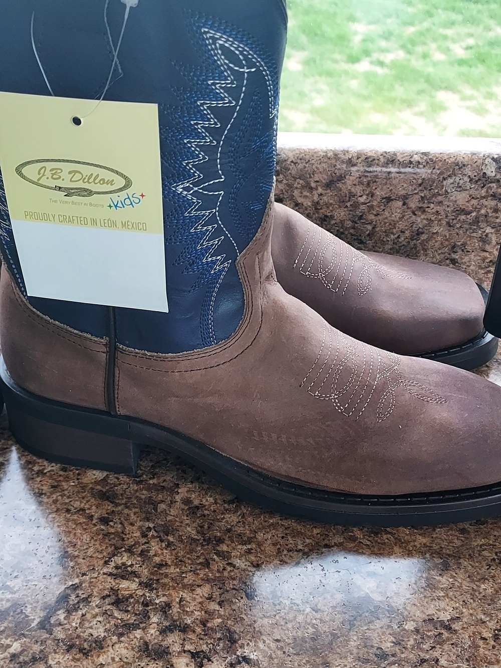 J.B. Dillon Boys Brown and Navy Western Boots
